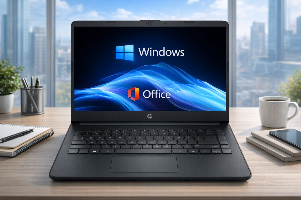 HP 14s Laptop – 4GB RAM, 64GB SSD, Windows 11 + Office